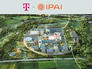 Picture of the IPAI campus with the logos of IPAS and Deutsche Telekom.