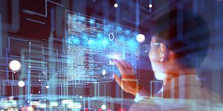 Man working on a touchscreen